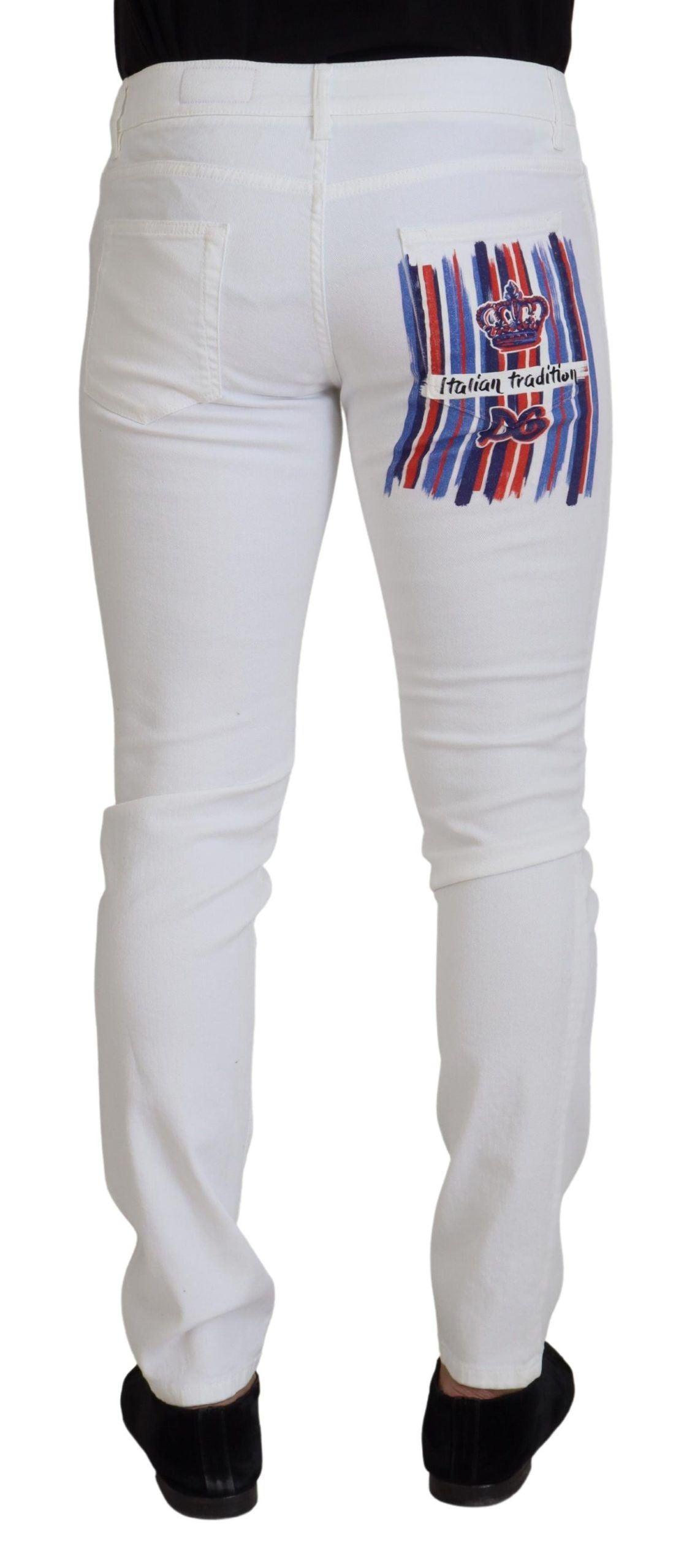 Dolce & Gabbana Elegant Slim Fit White Skinny Jeans - Arichezz.store