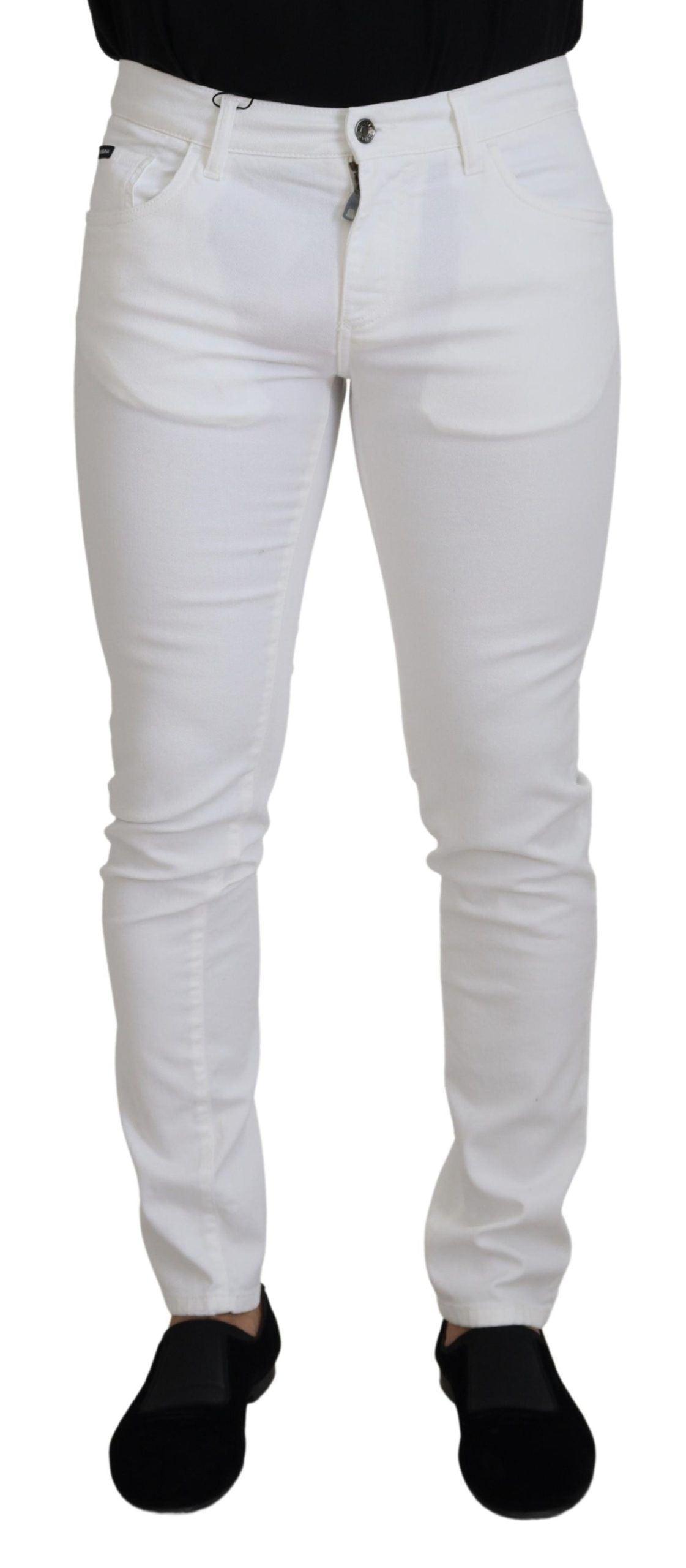 Dolce & Gabbana Elegant Slim Fit White Skinny Jeans - Arichezz.store