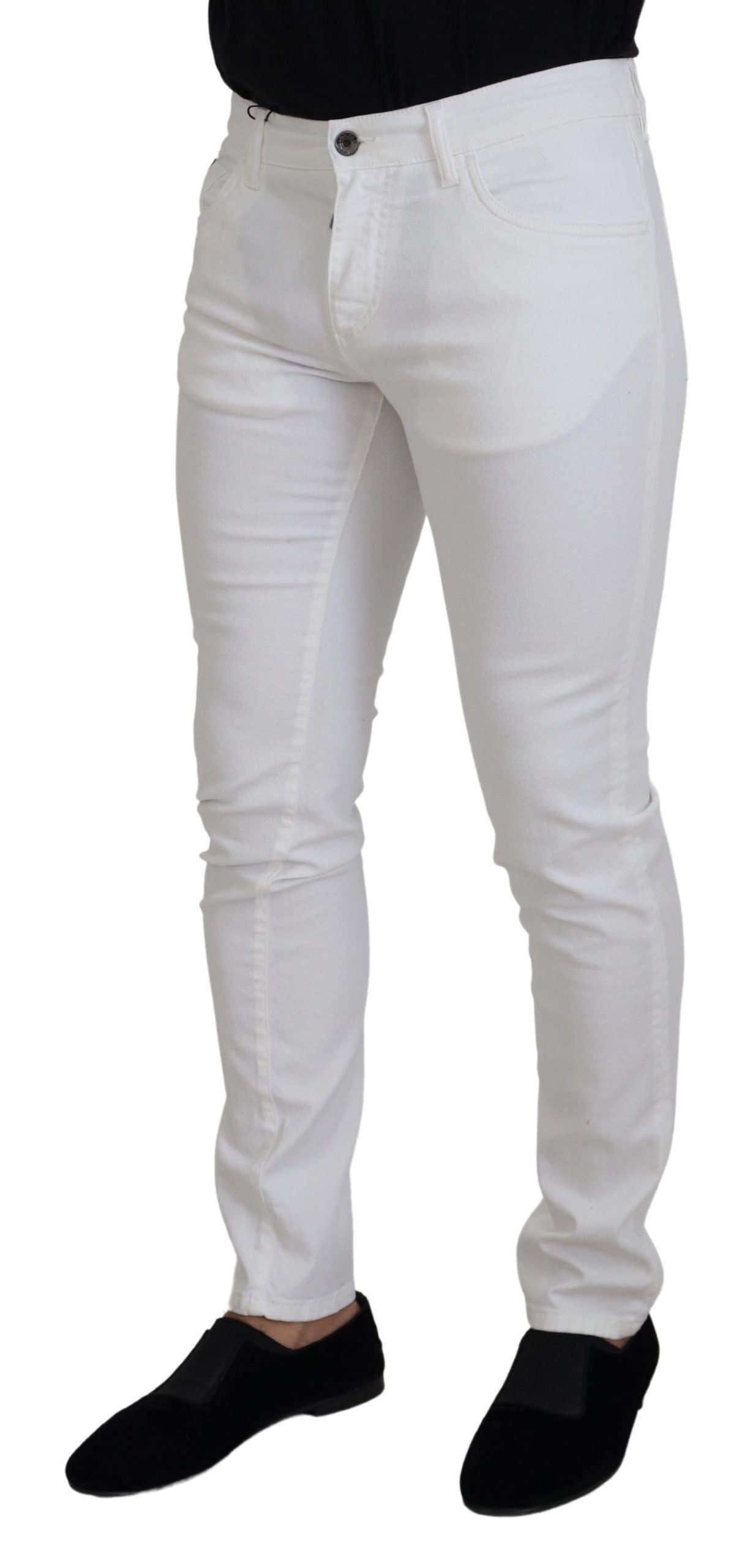 Dolce & Gabbana Elegant Slim Fit White Skinny Jeans - Arichezz.store