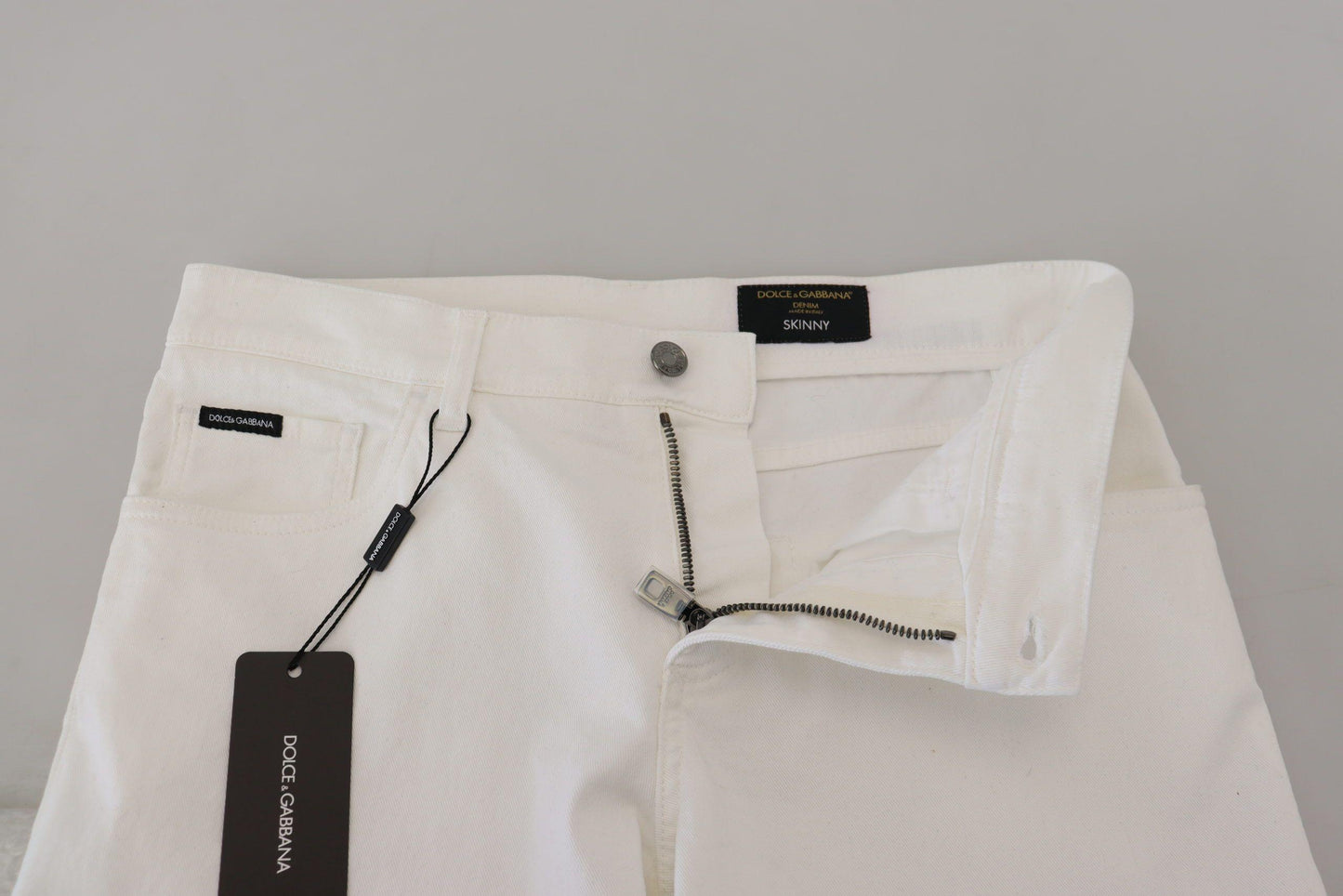 Dolce & Gabbana Elegant Slim Fit White Skinny Jeans - Arichezz.store