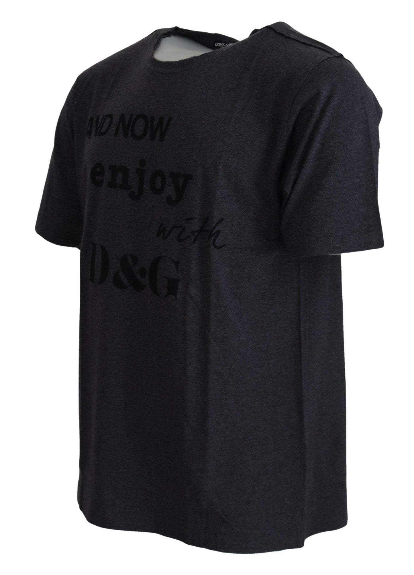 Dolce & Gabbana Elegant Gray Motive Crew Neck T-Shirt - Arichezz.store