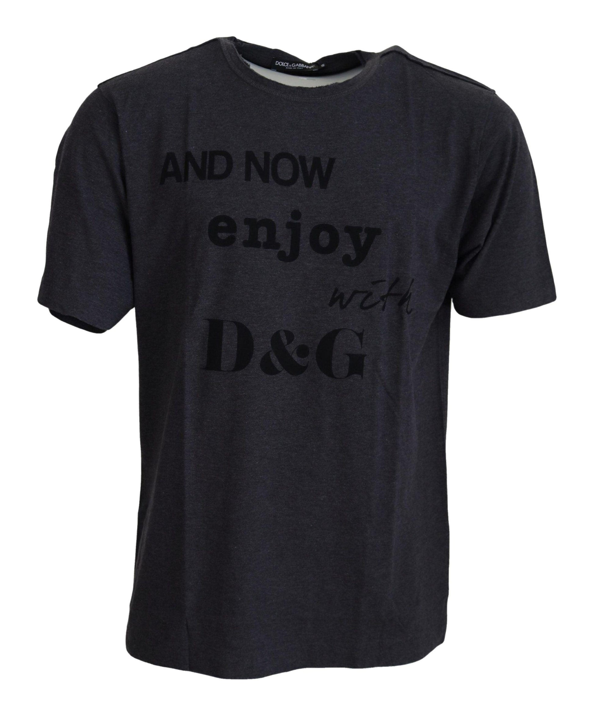 Dolce & Gabbana Elegant Gray Motive Crew Neck T-Shirt - Arichezz.store