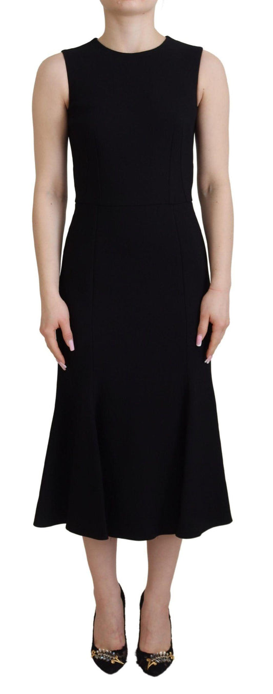 Dolce & Gabbana Elegant Fit and Flare Black Sheath Dress - Arichezz.store