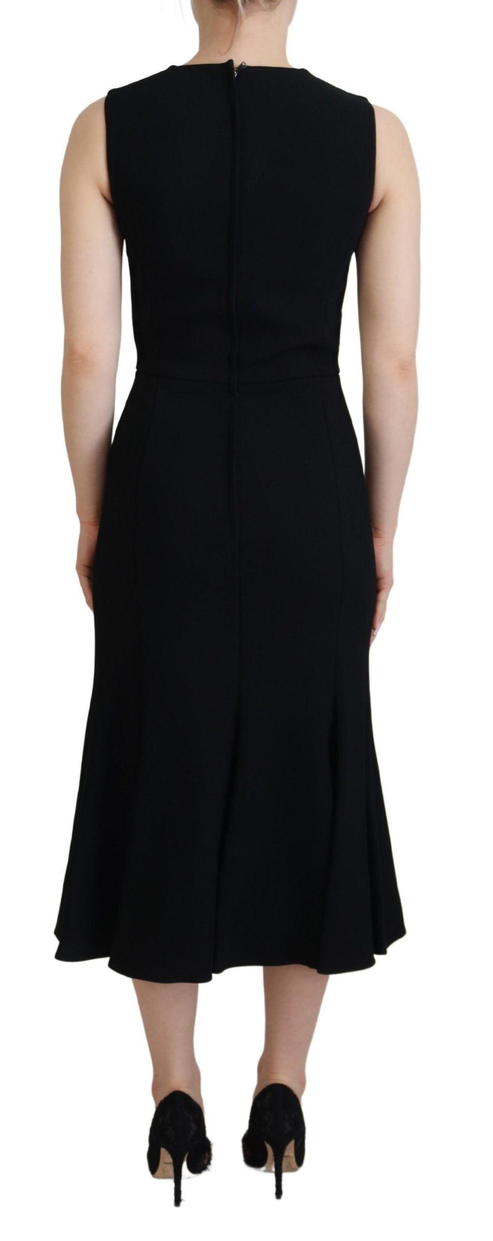 Dolce & Gabbana Elegant Fit and Flare Black Sheath Dress - Arichezz.store