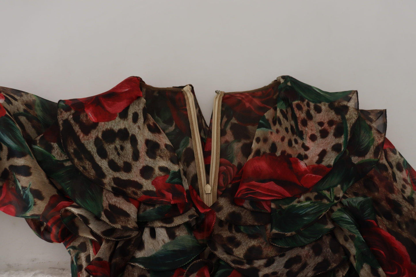 Dolce & Gabbana Silk Leopard Print & Red Roses Dress - Arichezz.store