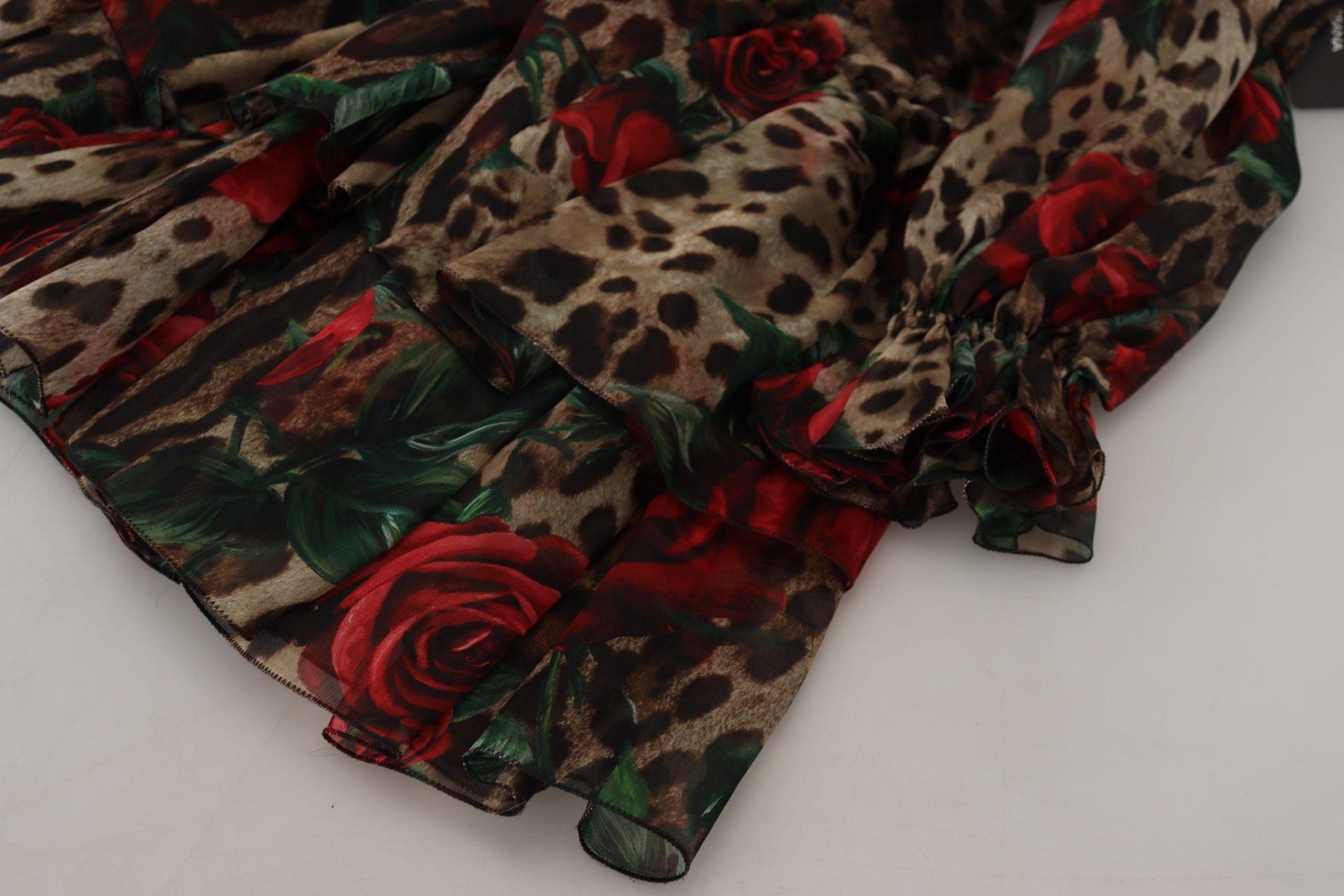 Dolce & Gabbana Silk Leopard Print & Red Roses Dress - Arichezz.store