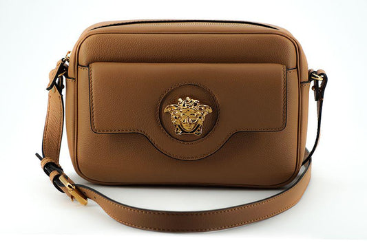 Versace Elegant Brown Leather Camera Case Shoulder Bag - Arichezz.store