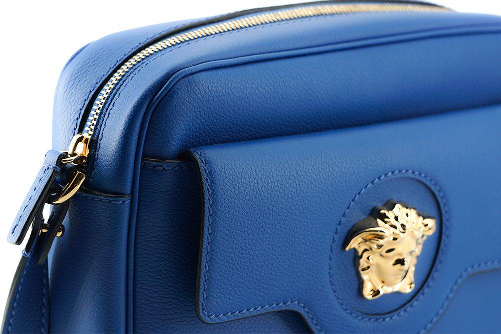 Versace Elegant Blue Calf Leather Camera Case Bag - Arichezz.store