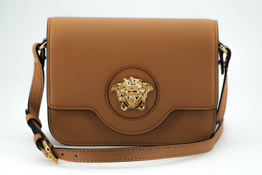 Versace Elegant Calf Leather Shoulder Bag in Brown - Arichezz.store