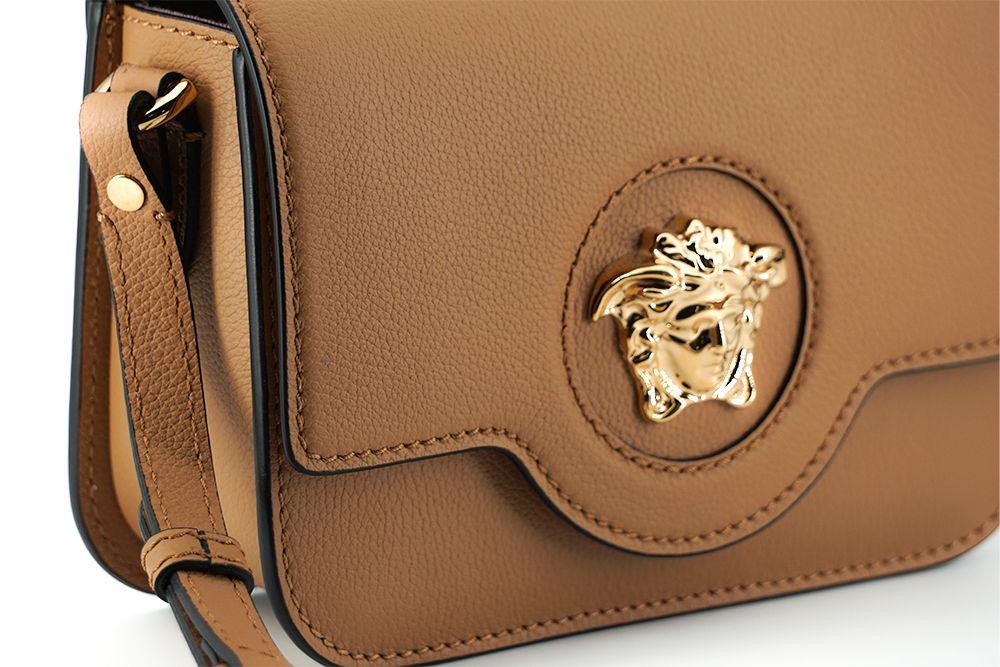 Versace Elegant Calf Leather Shoulder Bag in Brown - Arichezz.store