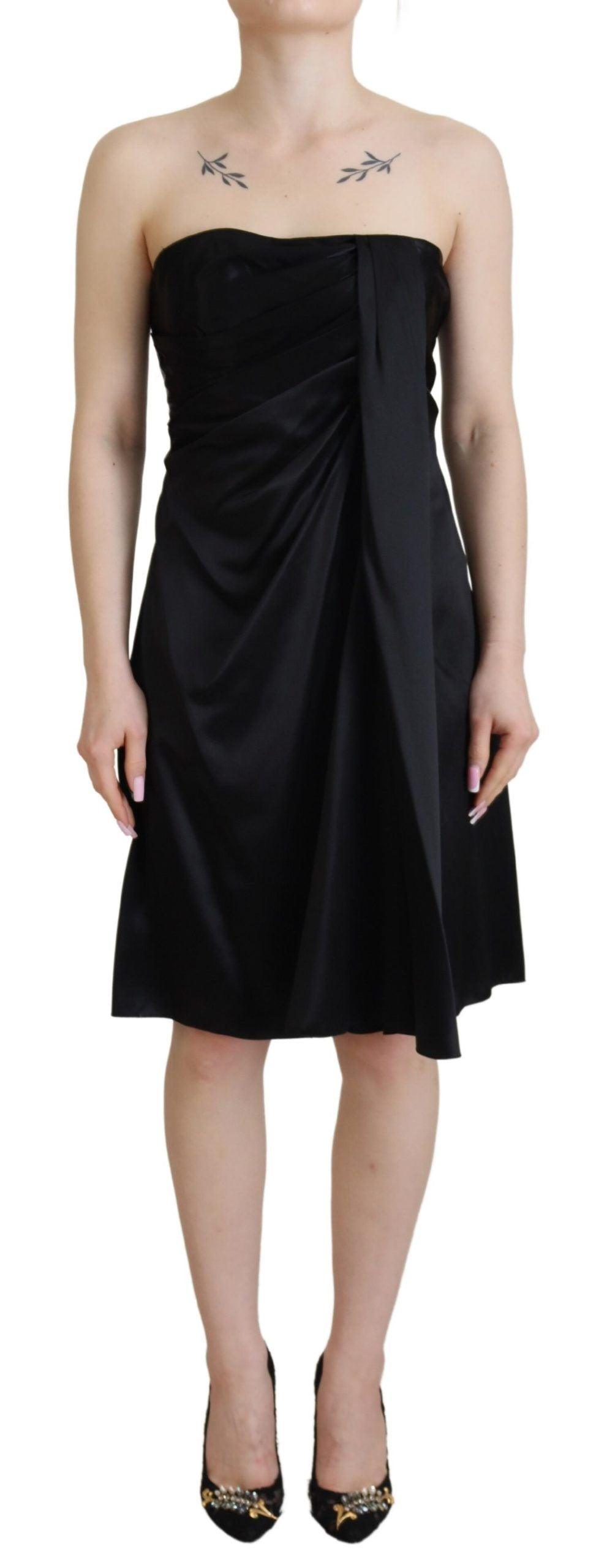 Dolce & Gabbana Elegant Black Silk Mini Sleeveless Dress - Arichezz.store