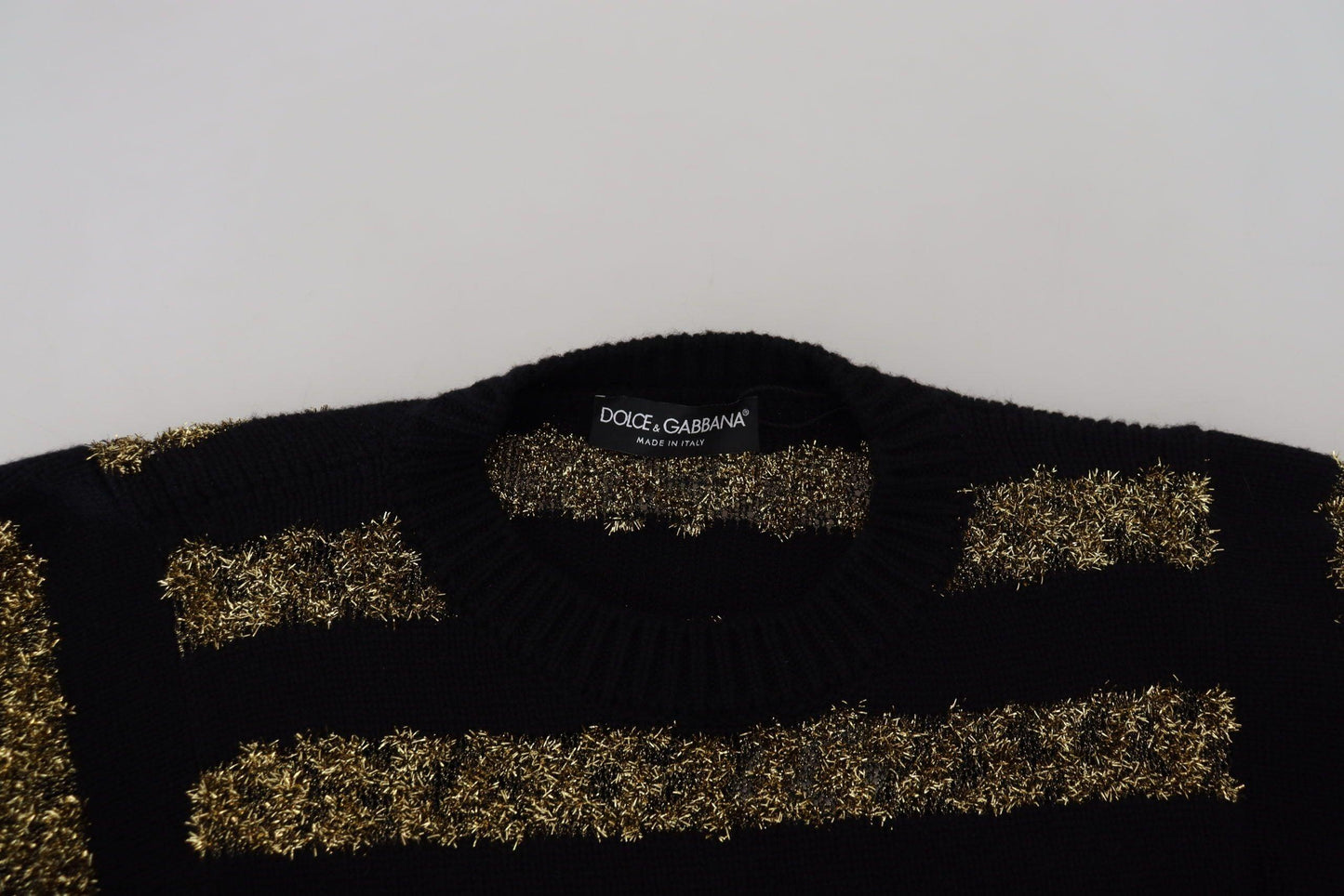 Dolce & Gabbana Elegant Black and Gold Crystal Sweater - Arichezz.store