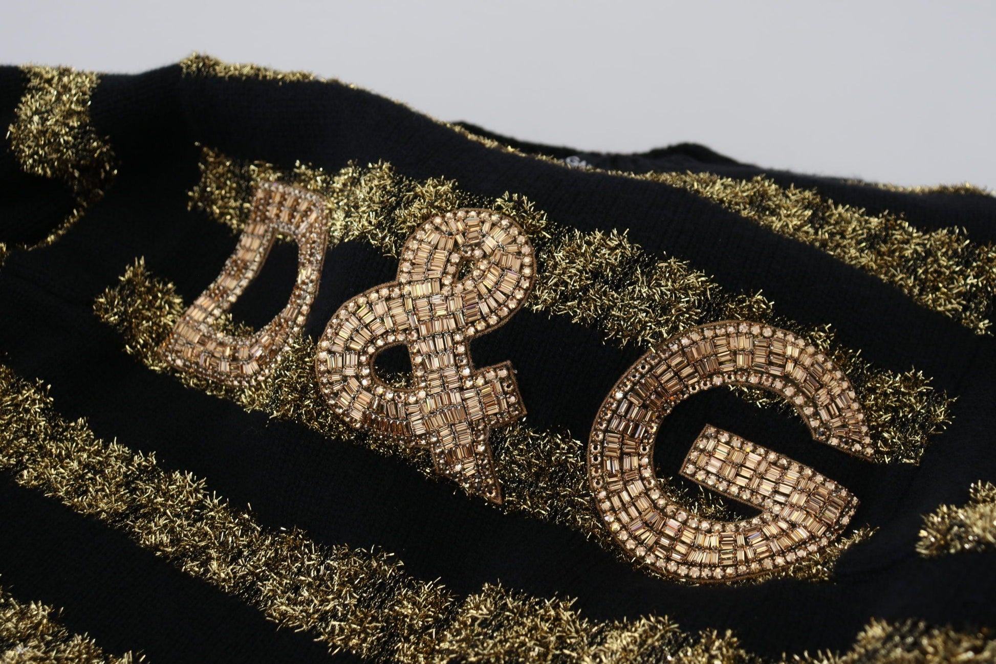 Dolce & Gabbana Elegant Black and Gold Crystal Sweater - Arichezz.store