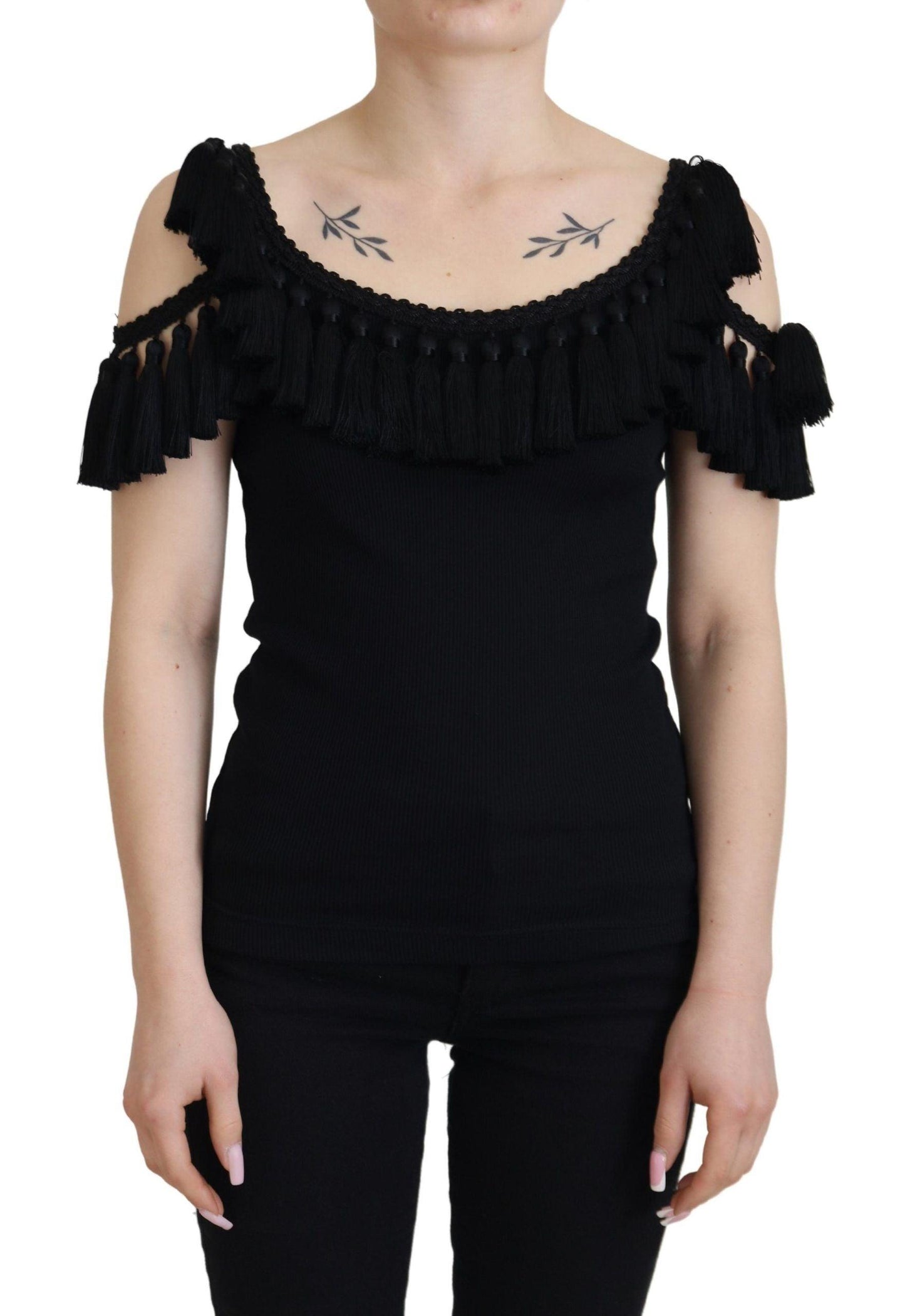 Dolce & Gabbana Elegant Black Cotton Tank Top Blouse - Arichezz.store