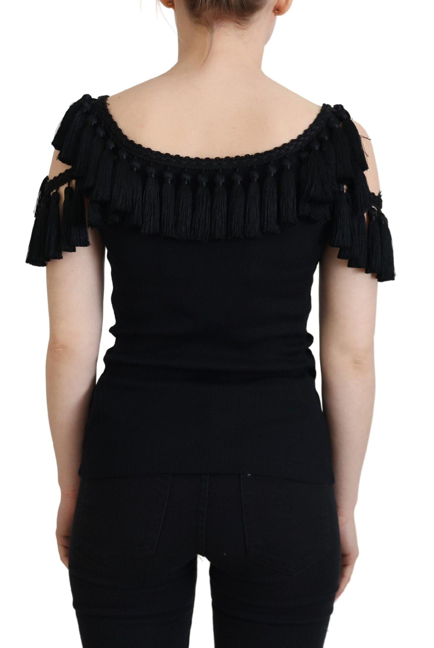 Dolce & Gabbana Elegant Black Cotton Tank Top Blouse - Arichezz.store