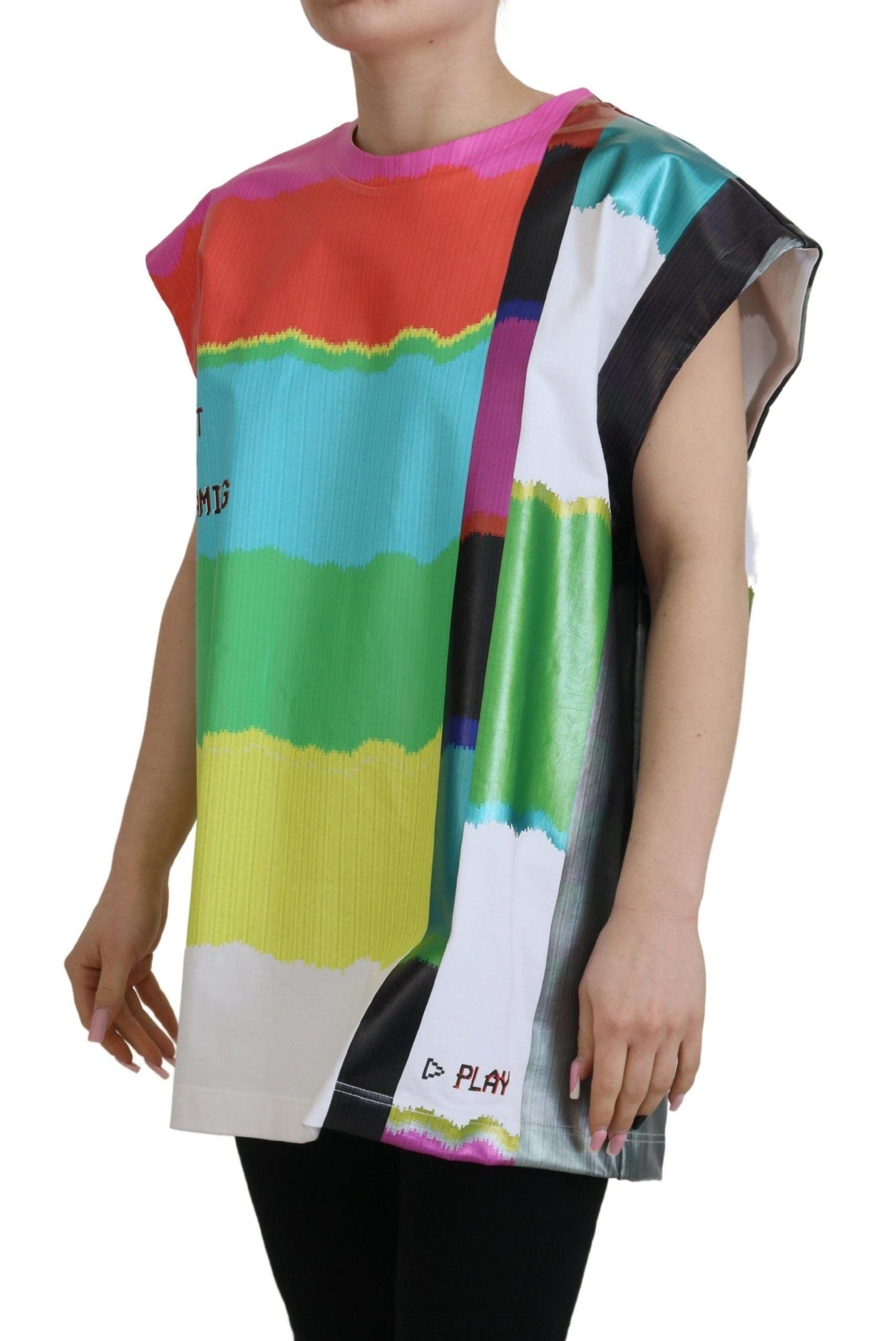 Dolce & Gabbana Multicolor Sleeveless Cotton Top - Arichezz.store