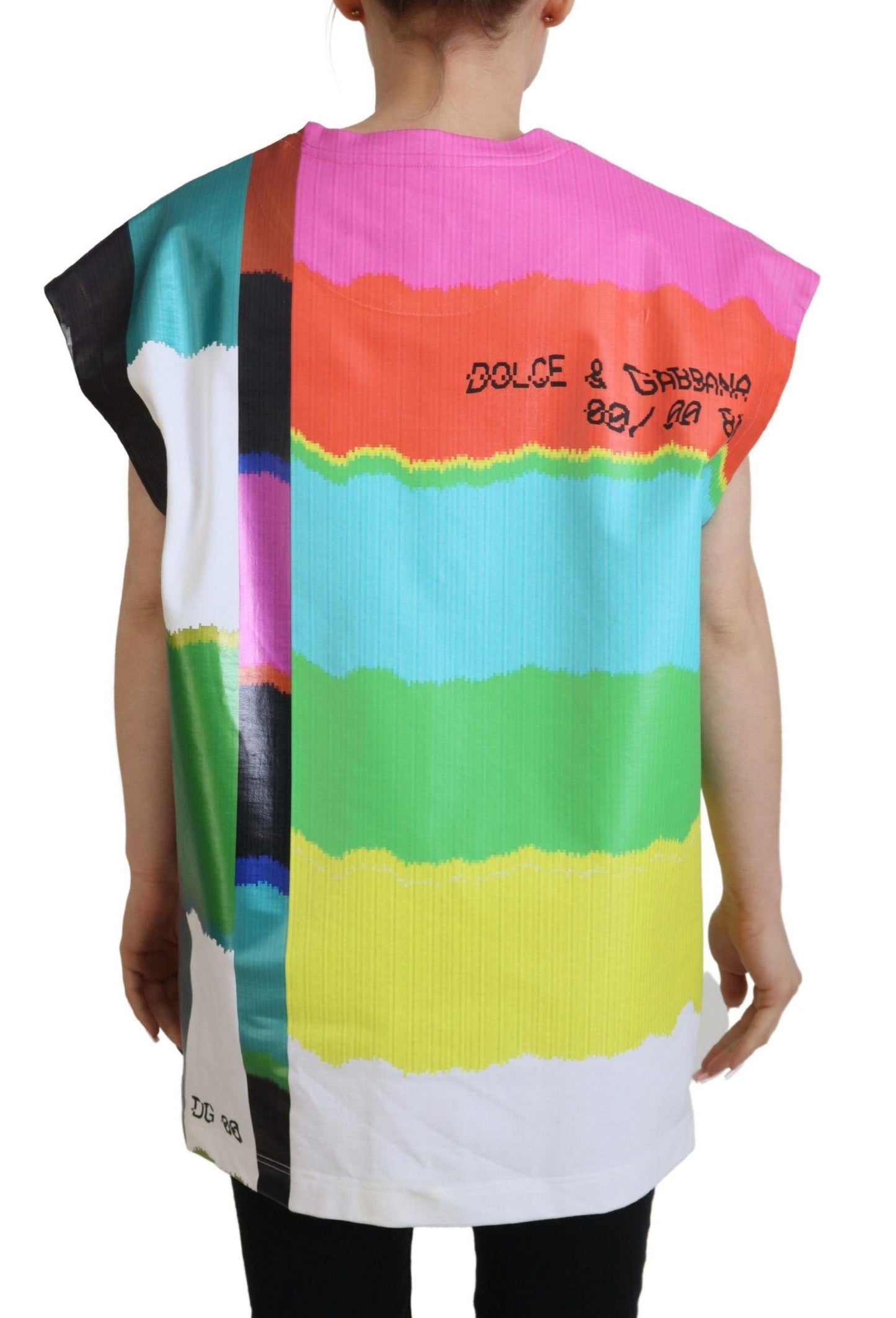 Dolce & Gabbana Multicolor Sleeveless Cotton Top - Arichezz.store