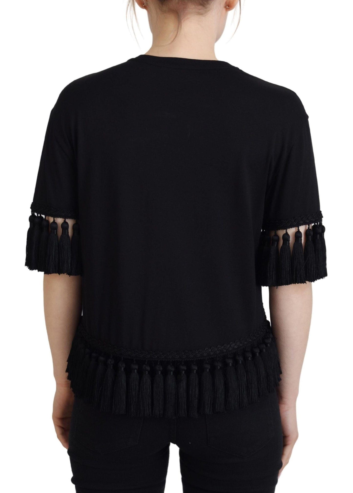 Dolce & Gabbana Elegant Black Cotton Short Sleeve Tee - Arichezz.store