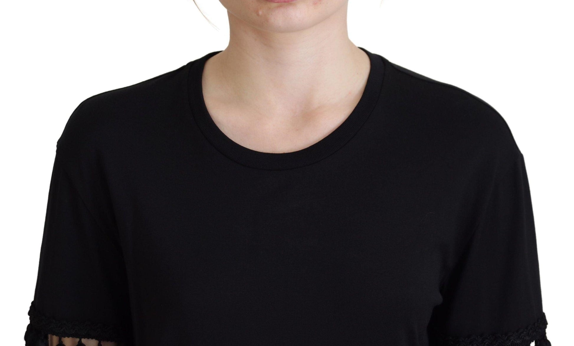 Dolce & Gabbana Elegant Black Cotton Short Sleeve Tee - Arichezz.store