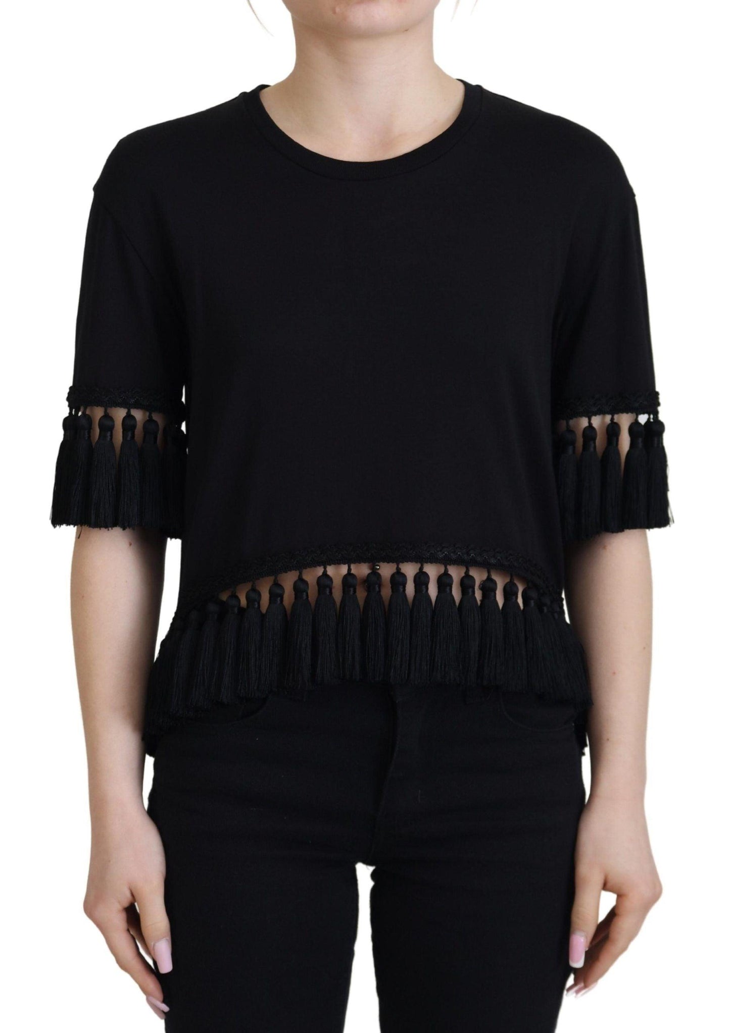 Dolce & Gabbana Elegant Black Cotton Short Sleeve Tee - Arichezz.store