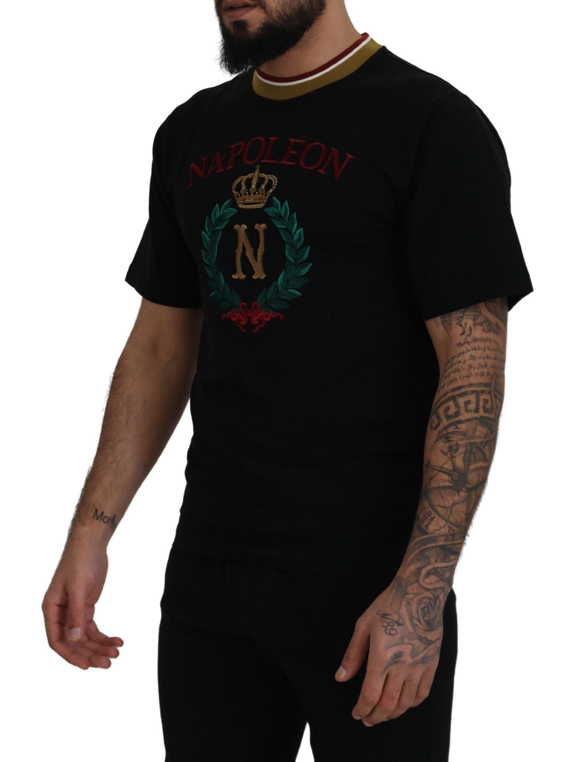 Dolce & Gabbana Iconic Black Cotton Crew Neck Tee - Arichezz.store