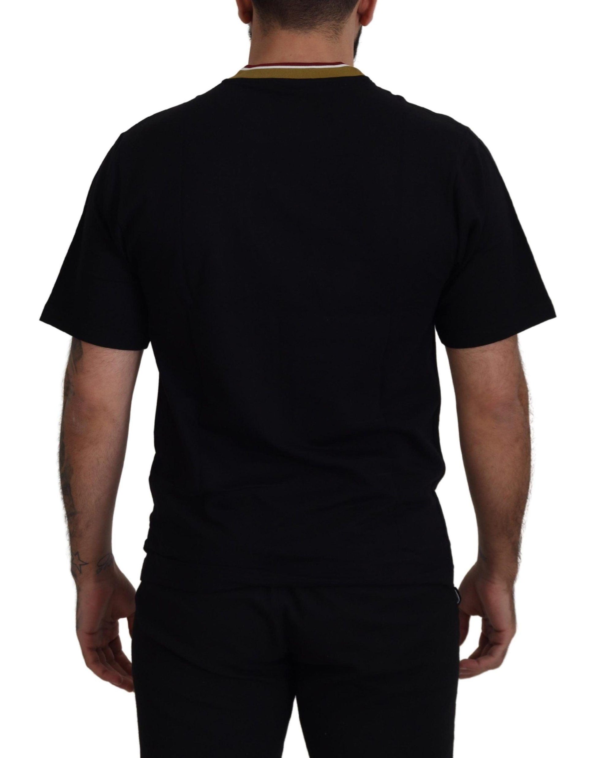 Dolce & Gabbana Iconic Black Cotton Crew Neck Tee - Arichezz.store