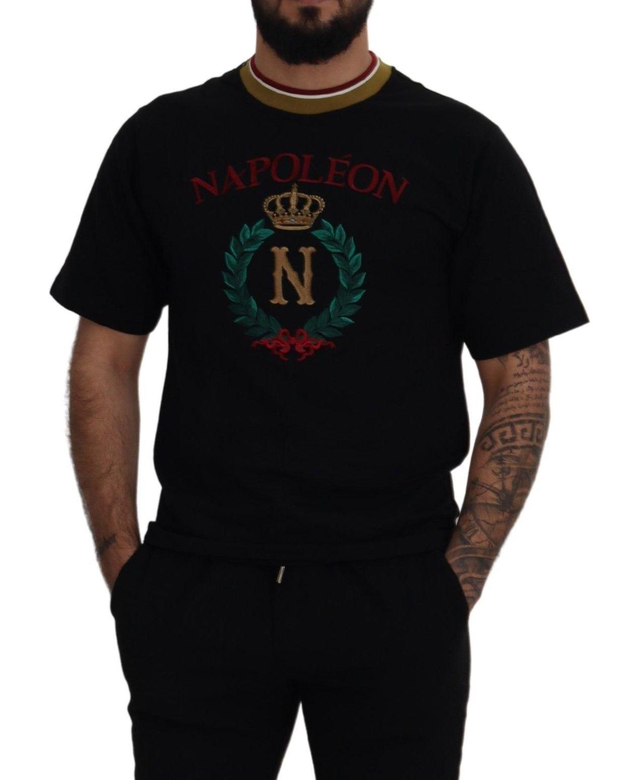 Dolce & Gabbana Iconic Black Cotton Crew Neck Tee - Arichezz.store