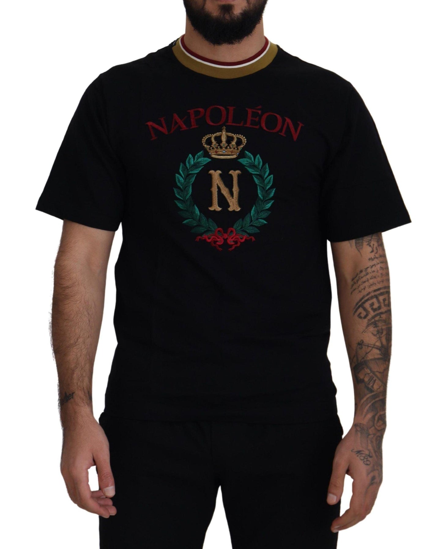 Dolce & Gabbana Iconic Black Cotton Crew Neck Tee - Arichezz.store