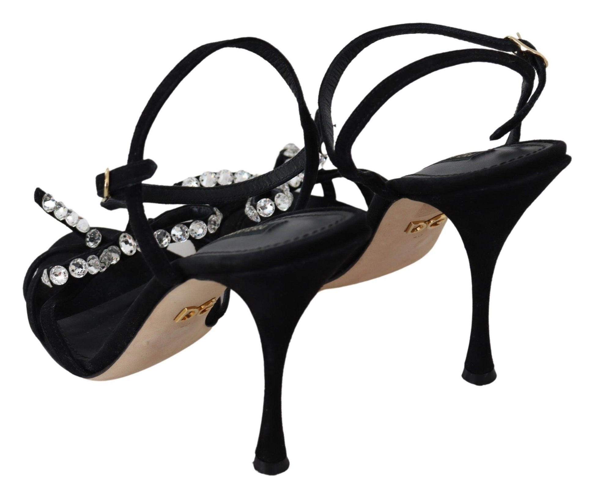 Dolce & Gabbana Elegant Suede High Sandals with Crystal Bows - Arichezz.store