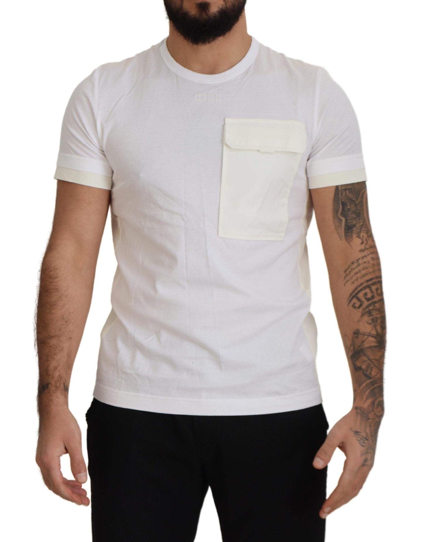 Dolce & Gabbana Elegant White Cotton Tee with DG Chest Pocket - Arichezz.store