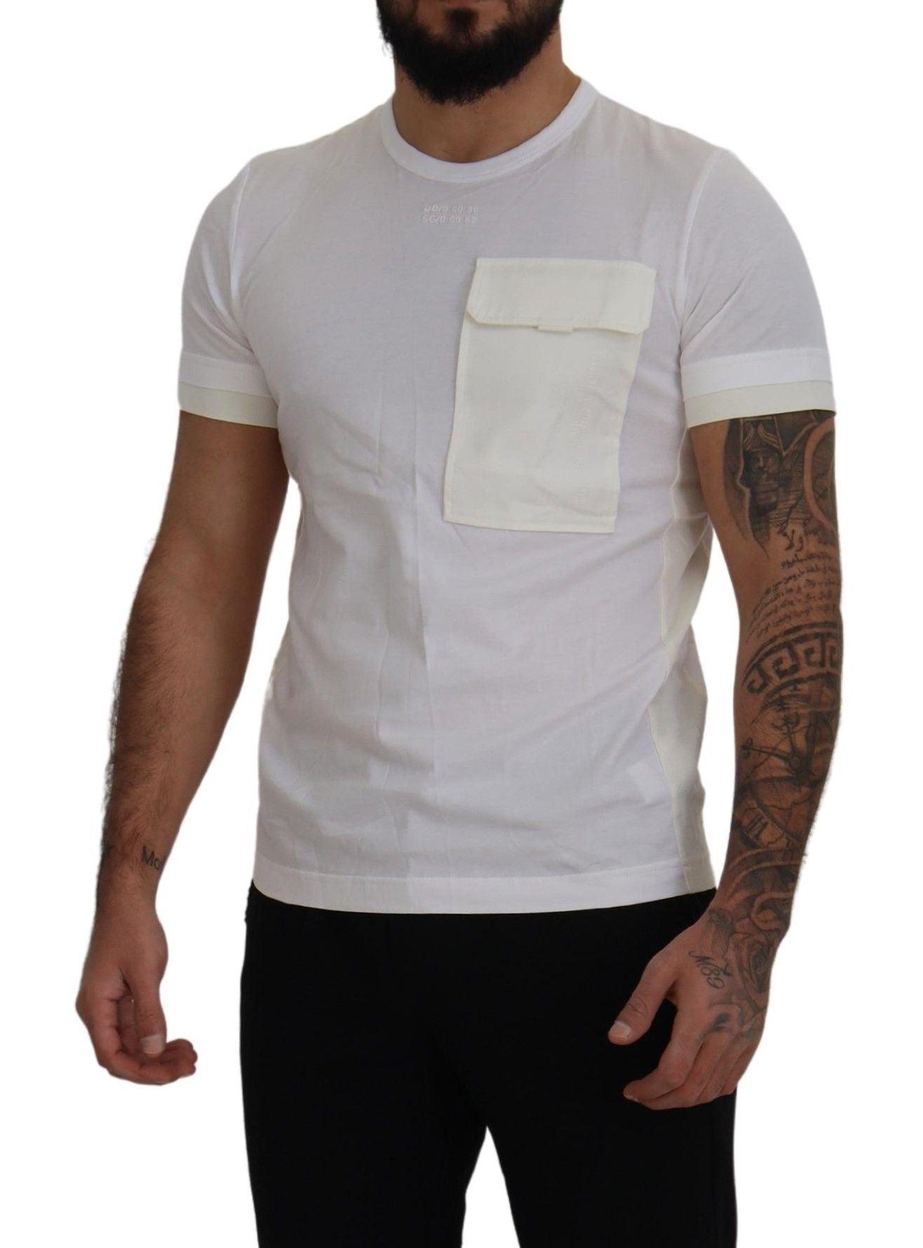 Dolce & Gabbana Elegant White Cotton Tee with DG Chest Pocket - Arichezz.store