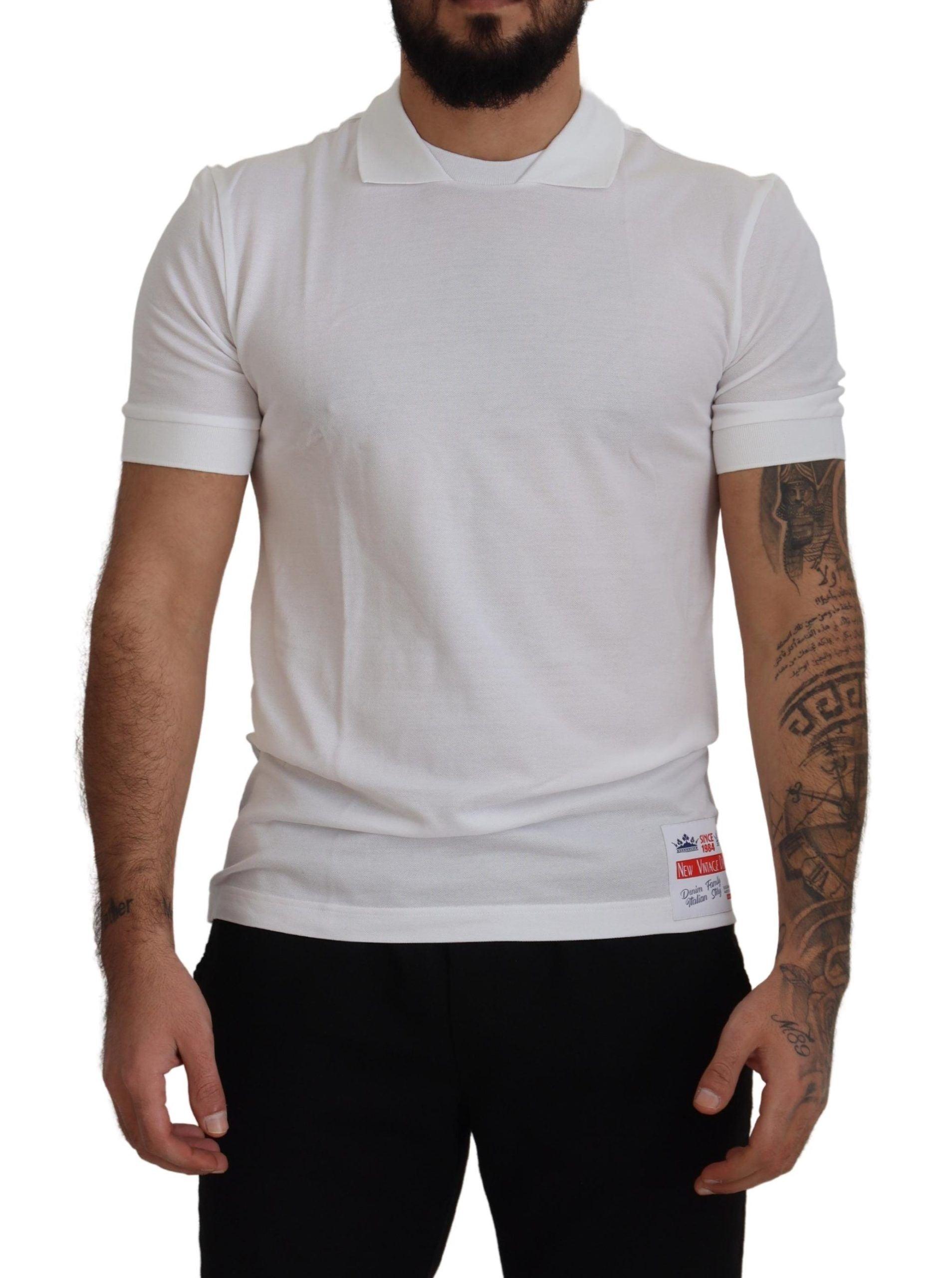 Dolce & Gabbana Elegant White Cotton Polo T-Shirt - Arichezz.store