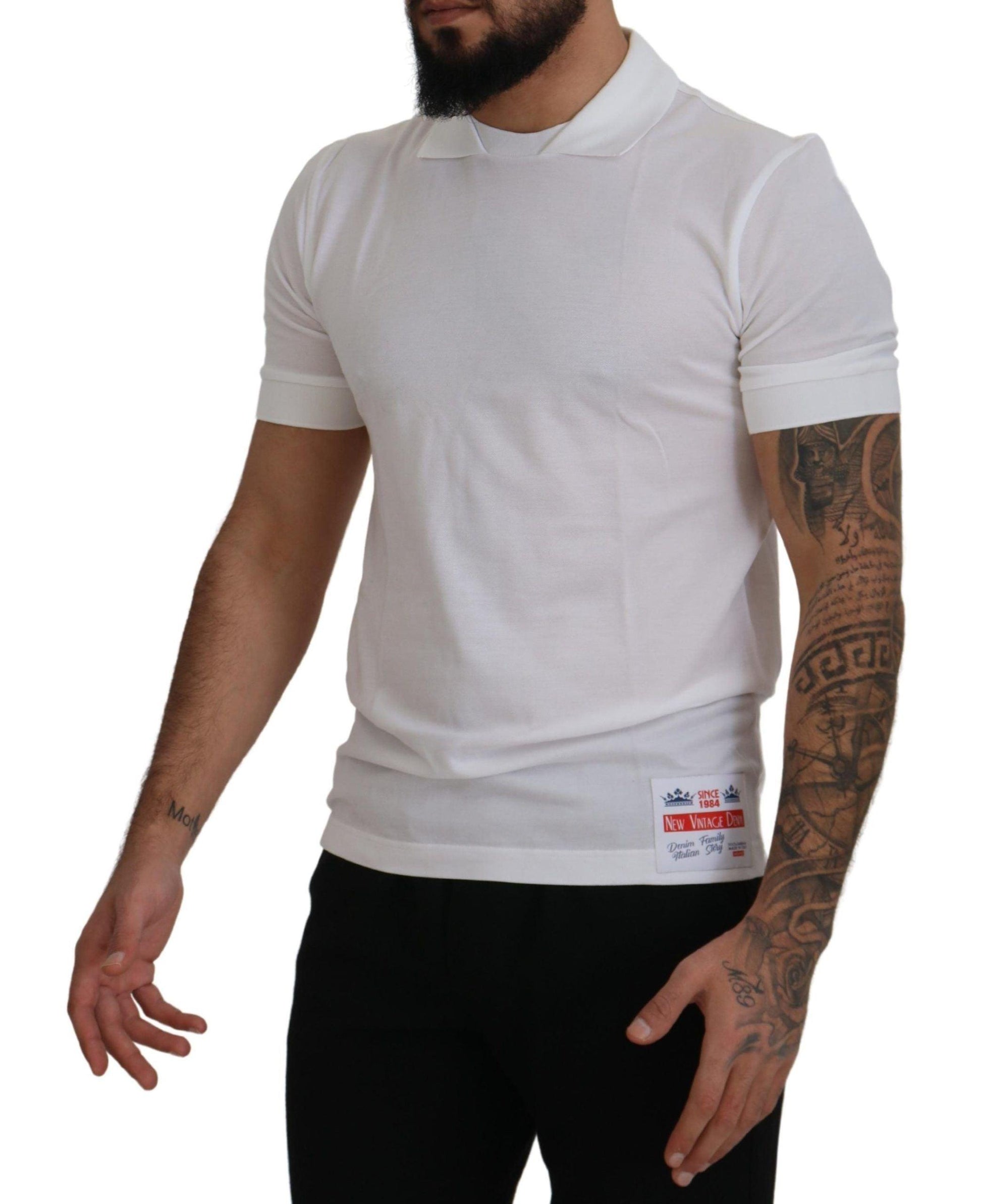 Dolce & Gabbana Elegant White Cotton Polo T-Shirt - Arichezz.store