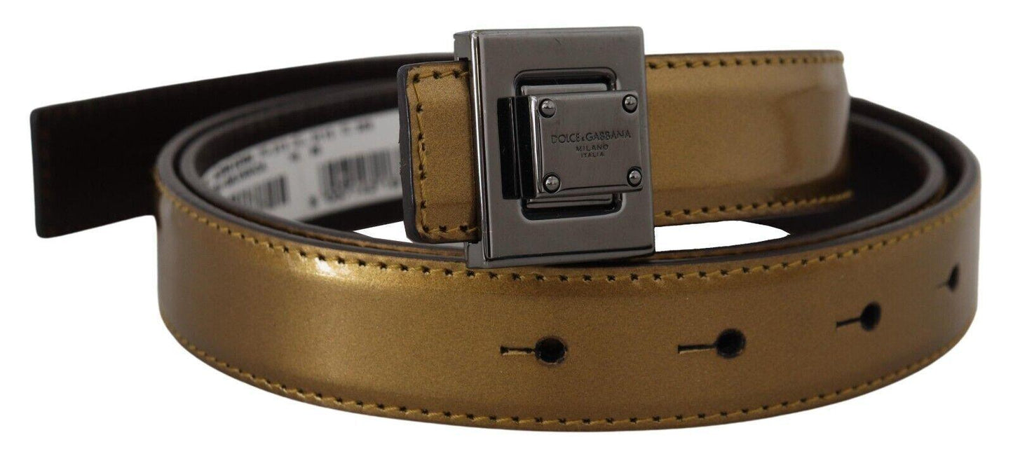 Dolce & Gabbana Gold Square Buckle Leather Belt - Arichezz.store