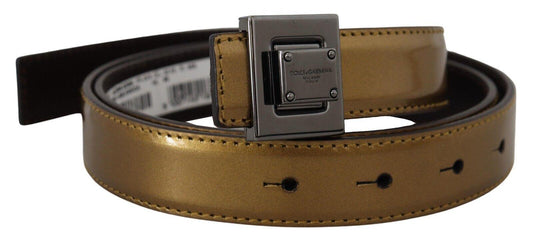 Dolce & Gabbana Gold Square Buckle Leather Belt - Arichezz.store