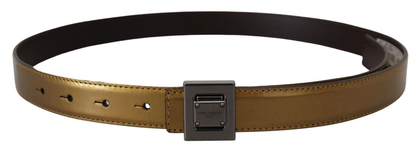 Dolce & Gabbana Gold Square Buckle Leather Belt - Arichezz.store