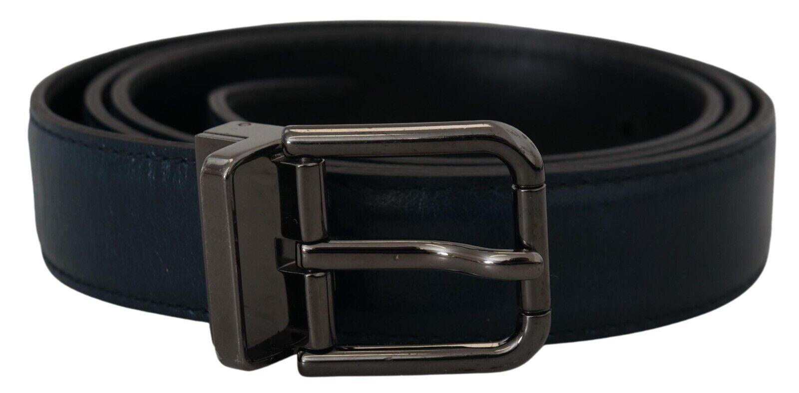 Dolce & Gabbana Elegant Dark Blue Leather Belt - Arichezz.store