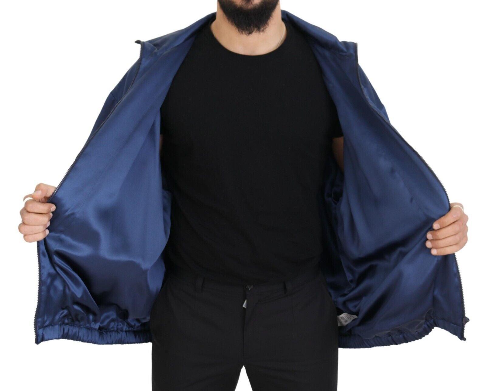 Dolce & Gabbana Regal Blue Silk Bomber Jacket - Arichezz.store