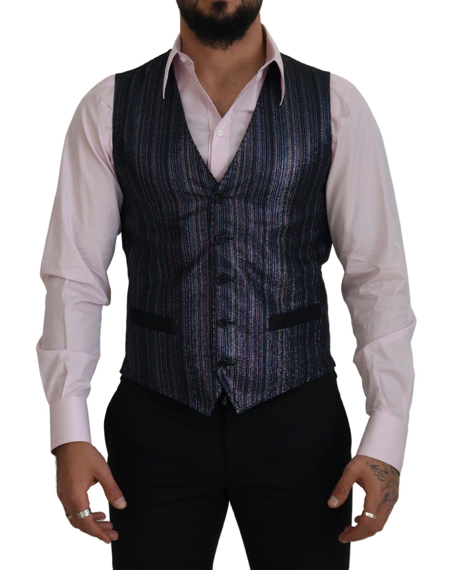 Dolce & Gabbana Multicolor Formal Dress Vest Luxury Blend - Arichezz.store