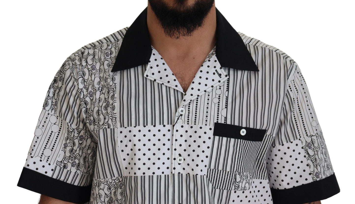 Dolce & Gabbana Elegant Black & White Cotton Shirt - Arichezz.store