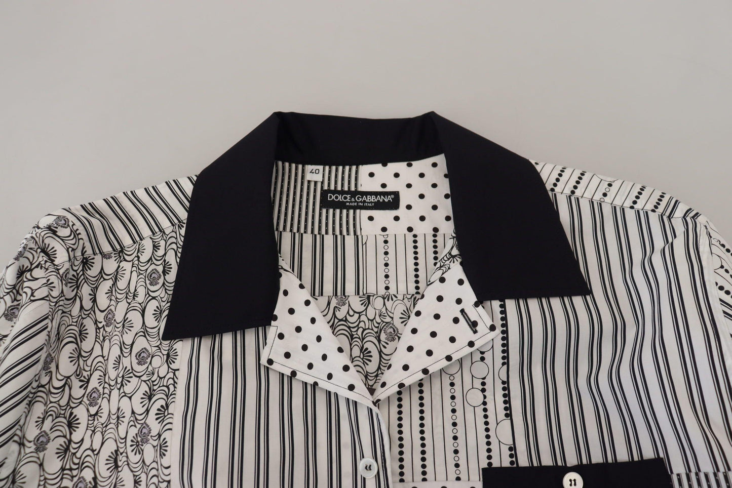 Dolce & Gabbana Elegant Black & White Cotton Shirt - Arichezz.store