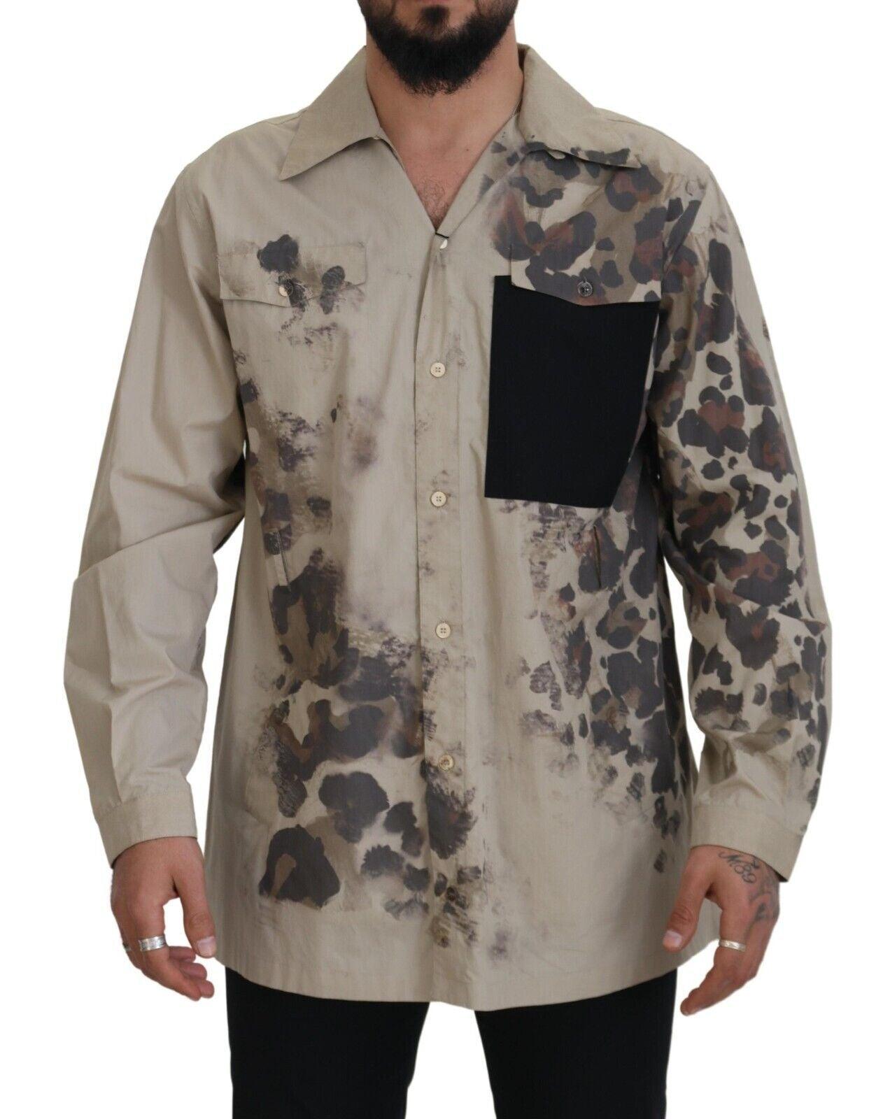 Dolce & Gabbana Beige Cotton Button-Down Casual Shirt - Arichezz.store