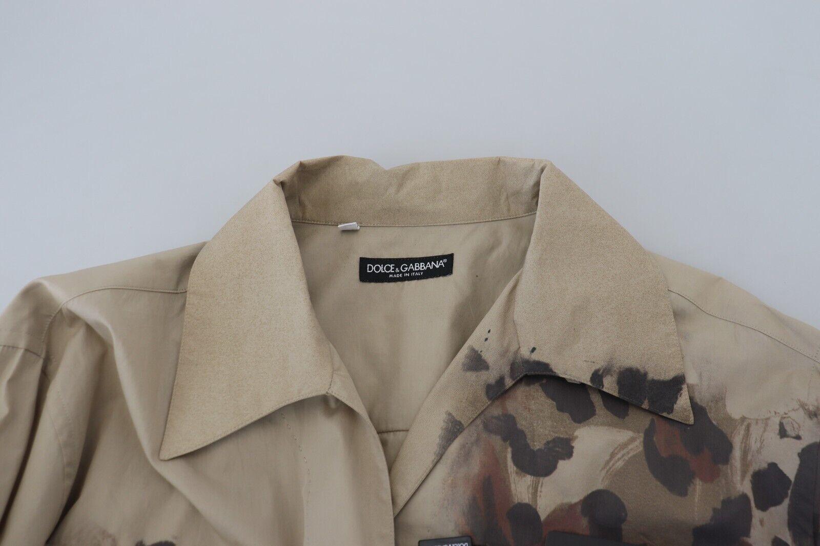 Dolce & Gabbana Beige Cotton Button-Down Casual Shirt - Arichezz.store