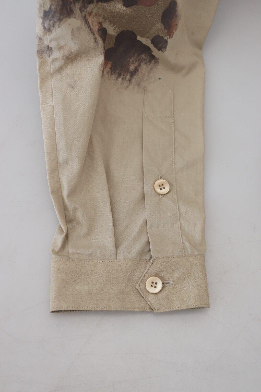 Dolce & Gabbana Beige Cotton Button-Down Casual Shirt - Arichezz.store