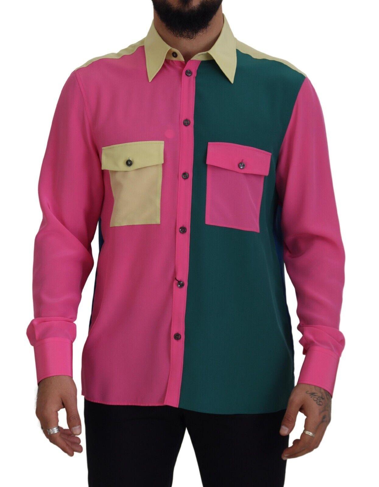 Dolce & Gabbana Elegant Multicolor Silk Button-Down Shirt - Arichezz.store