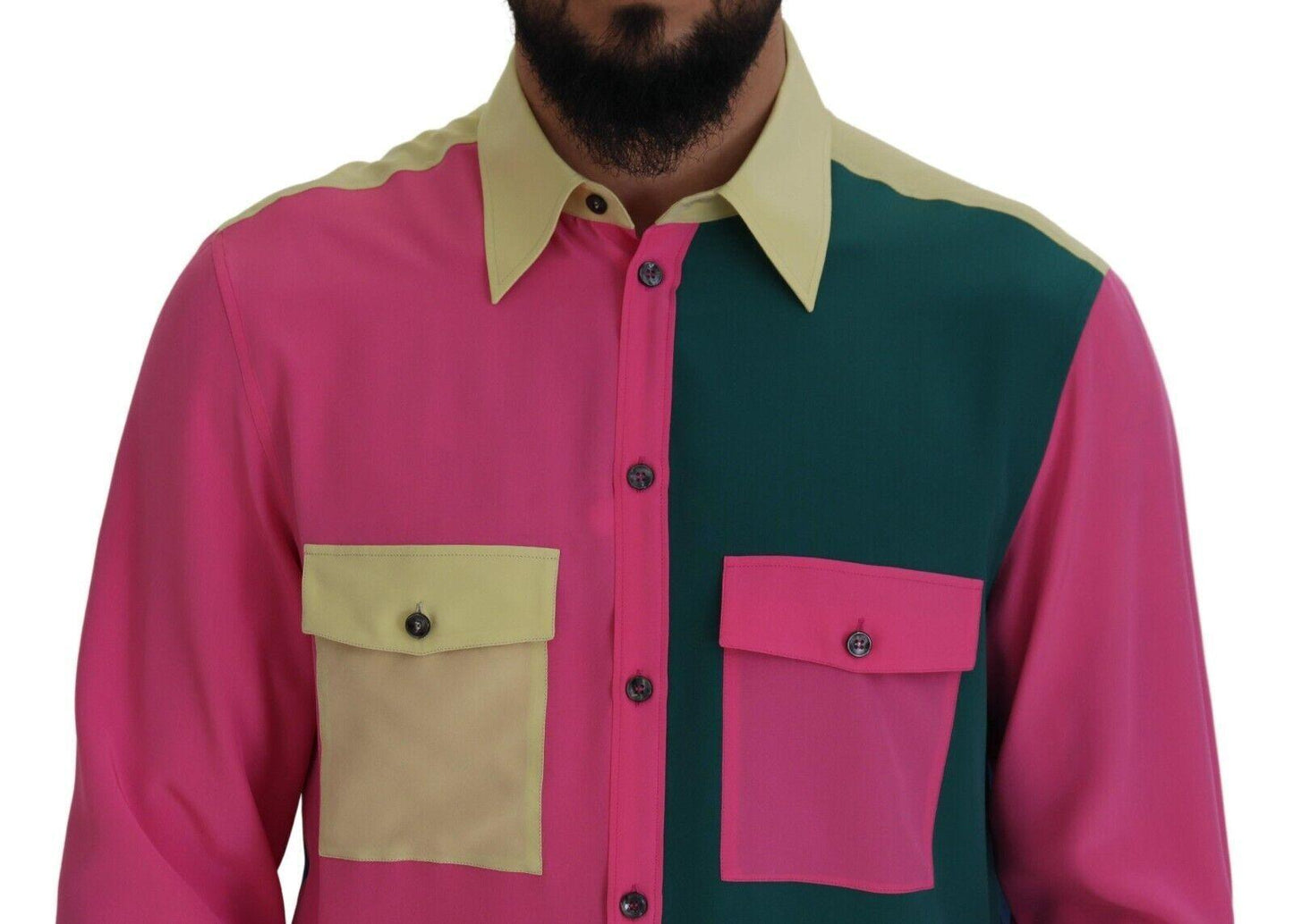 Dolce & Gabbana Elegant Multicolor Silk Button-Down Shirt - Arichezz.store