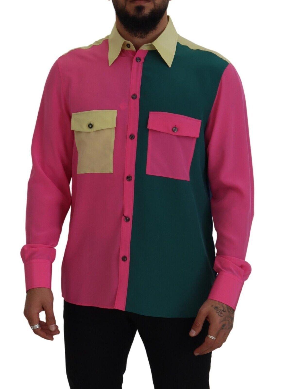 Dolce & Gabbana Elegant Multicolor Silk Button-Down Shirt - Arichezz.store