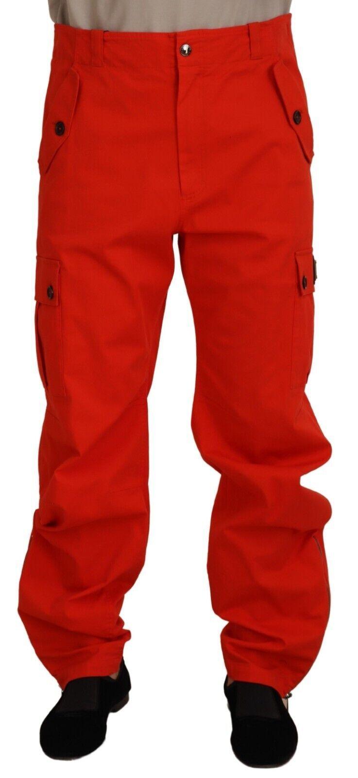 Dolce & Gabbana Elegant Red Cotton Blend Trousers - Arichezz.store