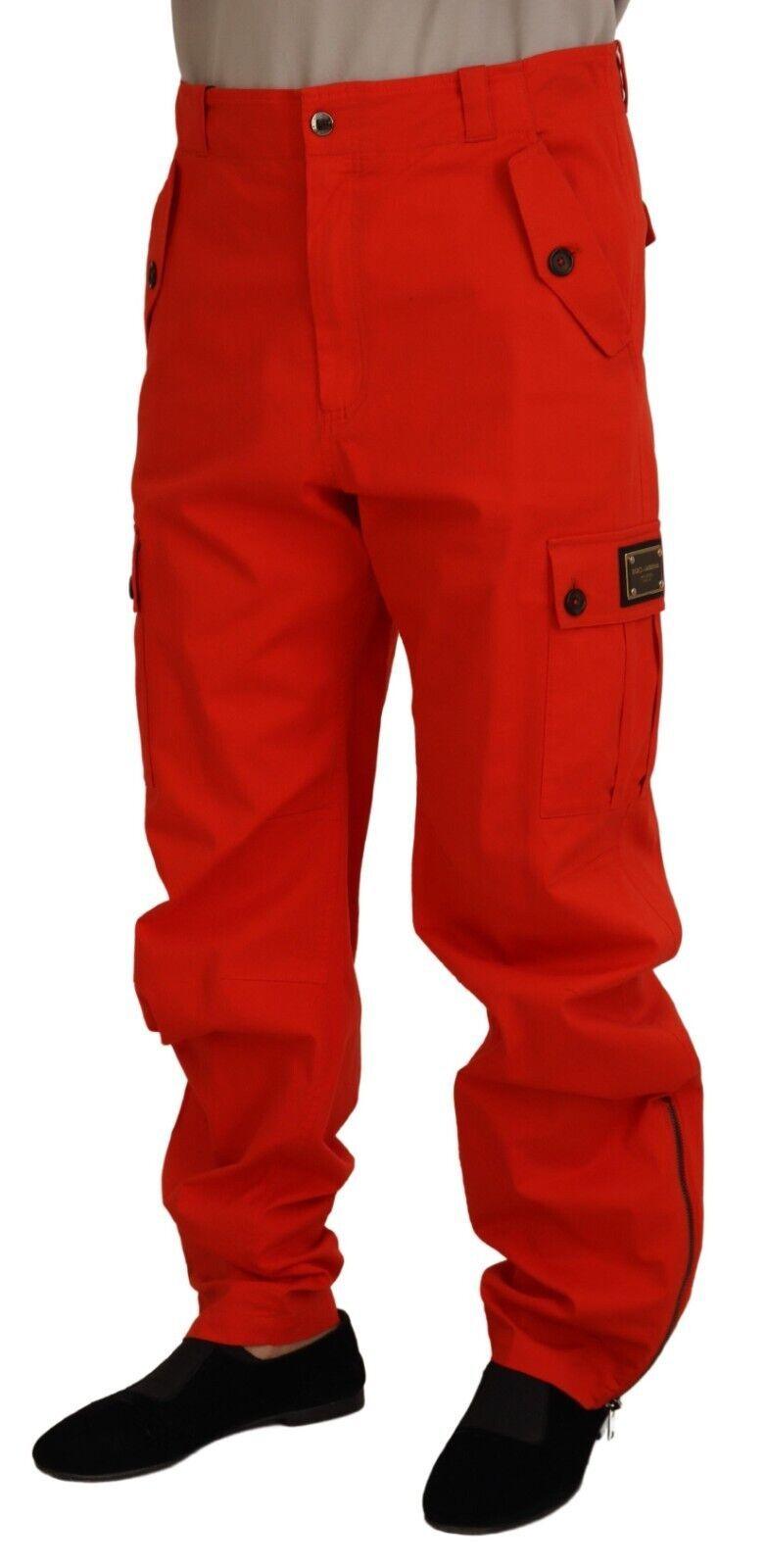 Dolce & Gabbana Elegant Red Cotton Blend Trousers - Arichezz.store