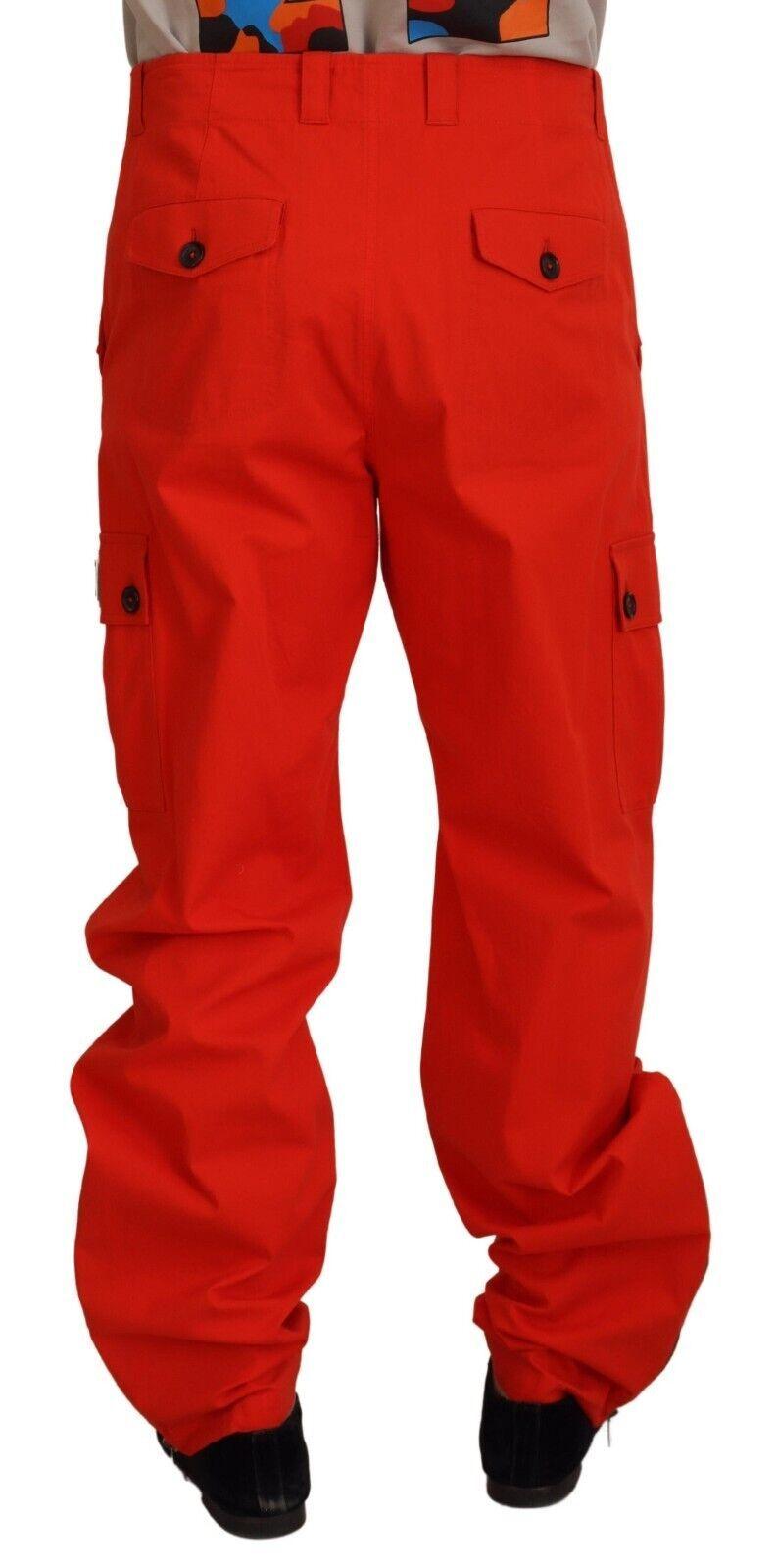 Dolce & Gabbana Elegant Red Cotton Blend Trousers - Arichezz.store